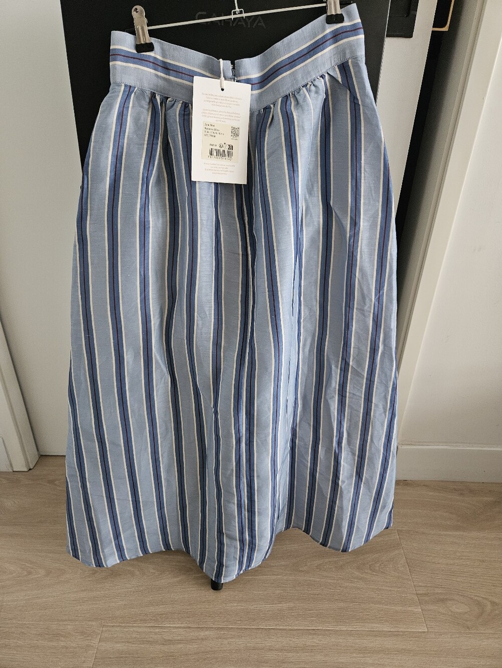 Sezane Siloe Skirt, Burgundy Blue Stripe, New With Tags, Size 4 - Picture 3 of 5